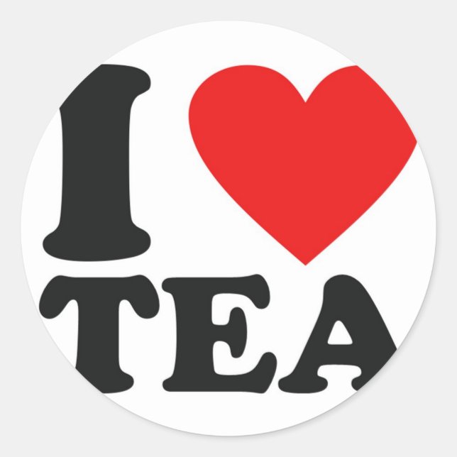 I Love Tea Classic Round Sticker (Front)