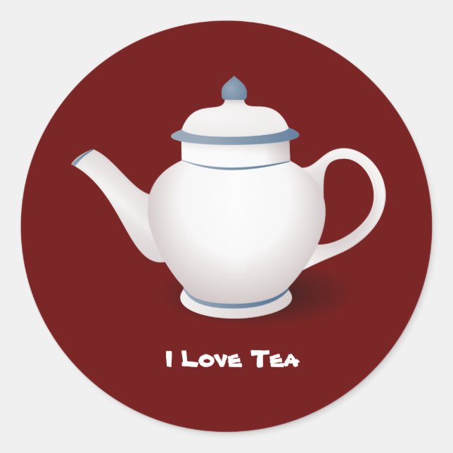 I Love Tea Classic Round Sticker (Front)