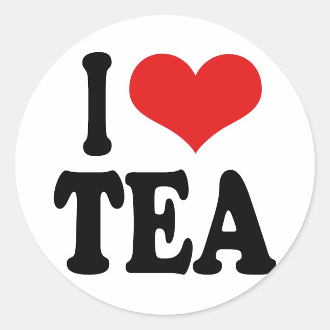 I Love Tea Classic Round Sticker (Front)