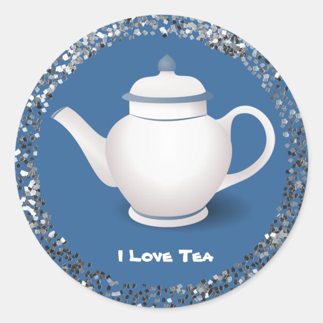 I Love Tea, popular design Classic Round Sticker (Front)