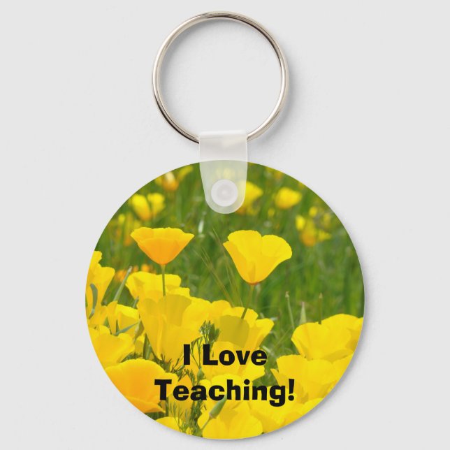 I Love Teaching! keychains Orange Poppy Flower (Front)
