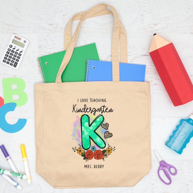 I Love Teaching Kindergarten Add Your Name  Large Tote Bag (Creator Uploaded)