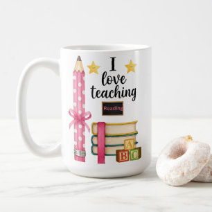 I love teaching reading teacher coffee mug 
