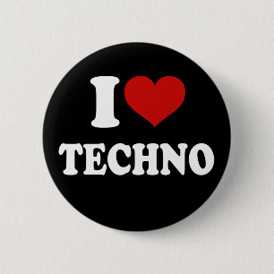 I Love Techno 6 Cm Round Badge