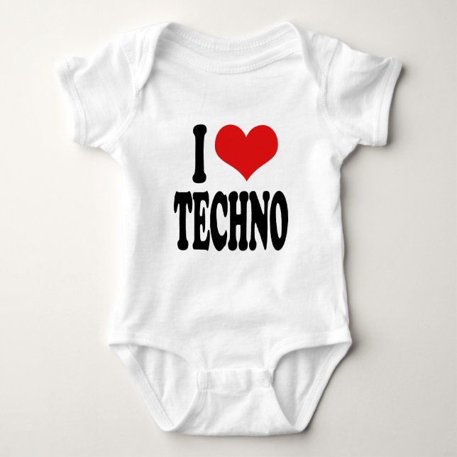 I Love Techno Baby Bodysuit (Front)