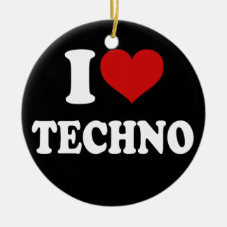 I Love Techno Ceramic Tree Decoration