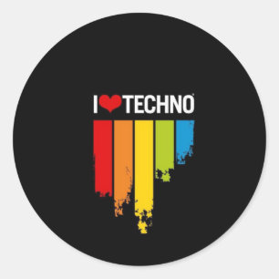 I Love Techno Classic Round Sticker