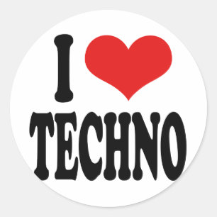 I Love Techno Classic Round Sticker