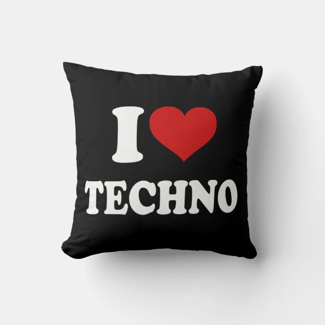 I Love Techno Cushion (Front)