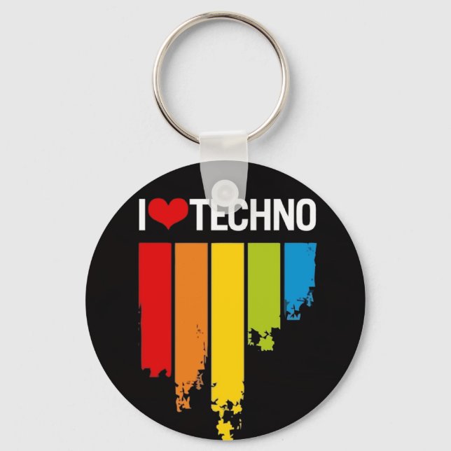 I love techno key ring (Front)