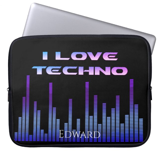 I love Techno Laptop Sleeve (Front)