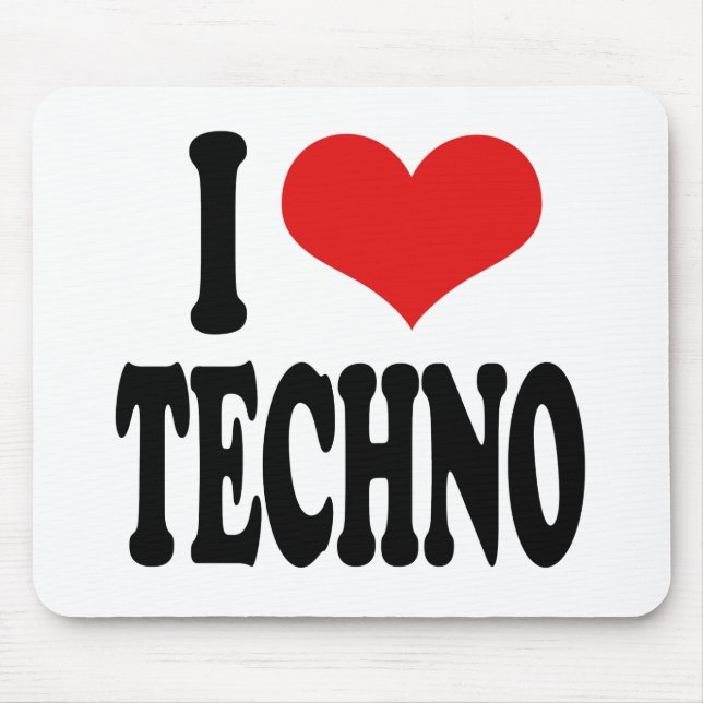 I Love Techno Mouse Mat (Front)
