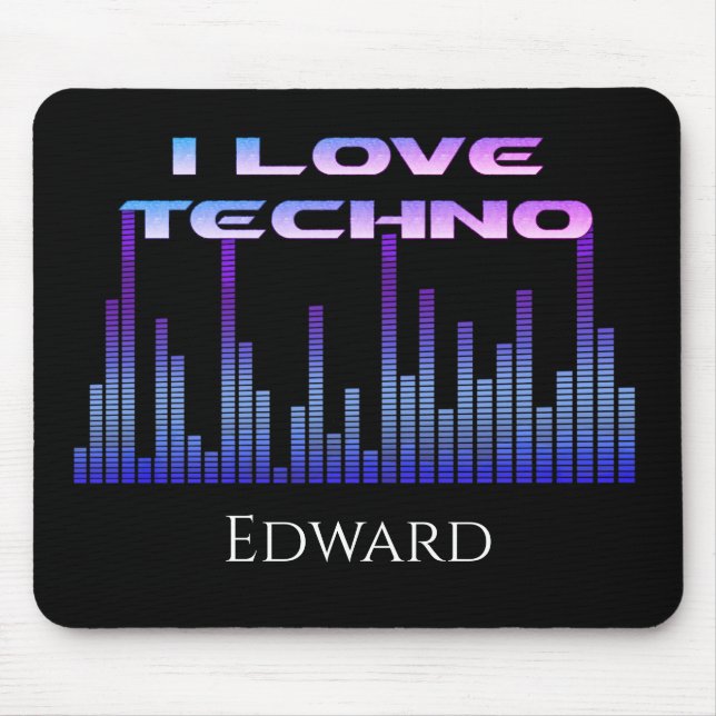 I love Techno Mouse Mat (Front)
