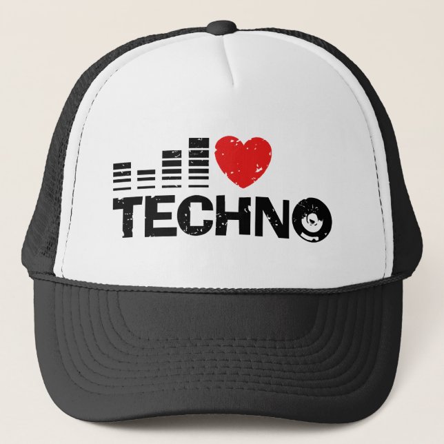 I Love Techno Trucker Hat (Front)