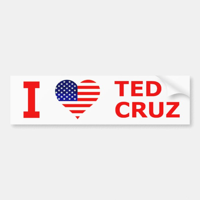 I Love Ted Cruz Popular red, white and blue Bumper Sticker (Front)