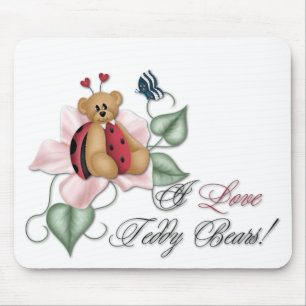 I Love Teddy Bears Lady Bug Bear Mouse Mat
