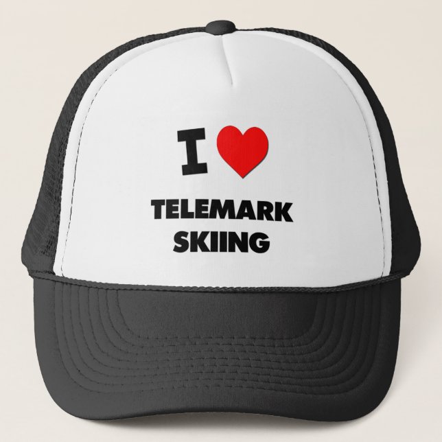 I Love Telemark Skiing Trucker Hat (Front)