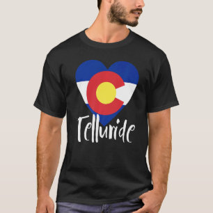 I Love Telluride Colorado Flag Heart Rocky Mountai T-Shirt