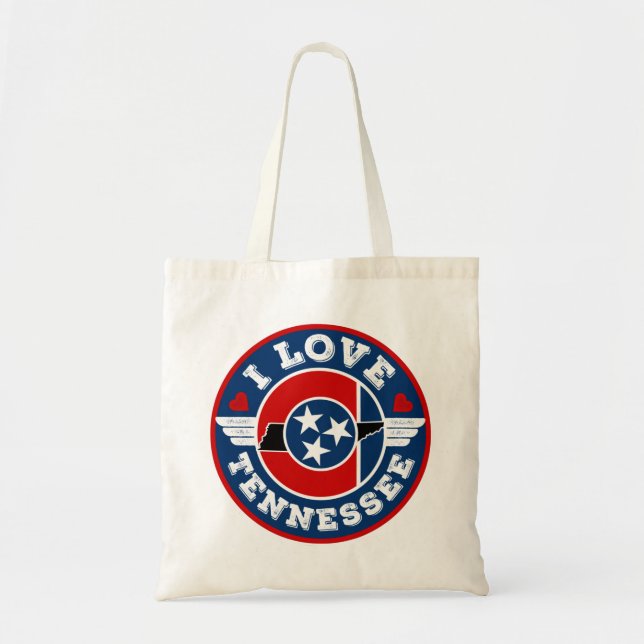 I Love Tennessee State Flag and Map Tote Bag (Front)
