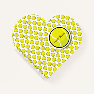 I LOVE TENNIS Ball Heart Sports Fun Yellow Notebook