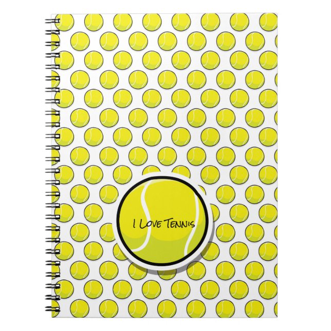 I Love Tennis Balls Sports Game Team Coach Fun Notebook (Front)