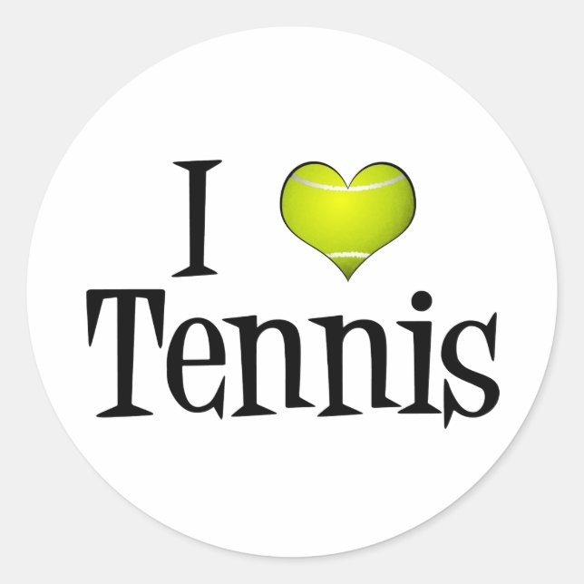 I Love Tennis Classic Round Sticker (Front)