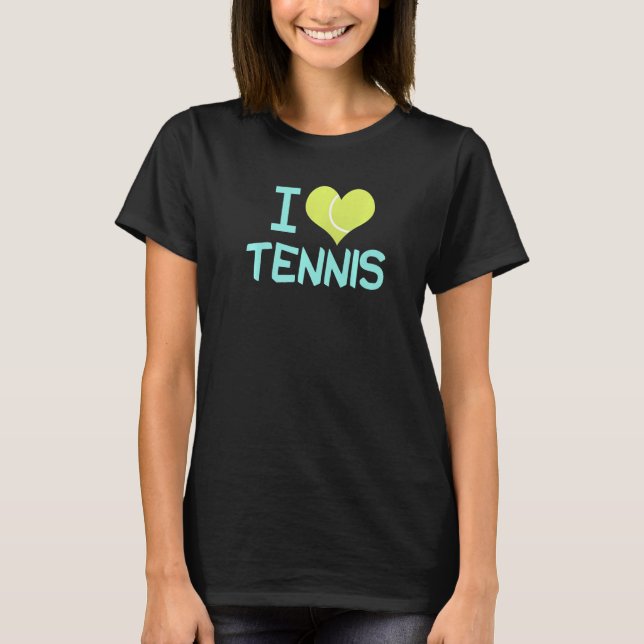 I Love Tennis  Cute Tennis Player Heart T-Shirt (Front)