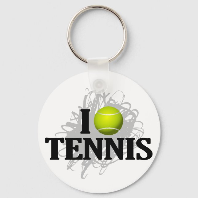 I Love Tennis Emblem Key Ring (Front)