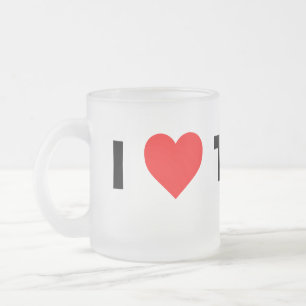 I love Tennis  Frosted Glass Coffee Mug