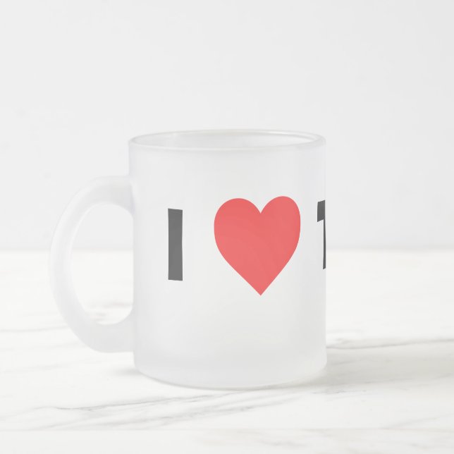 I love Tennis  Frosted Glass Coffee Mug (Left)