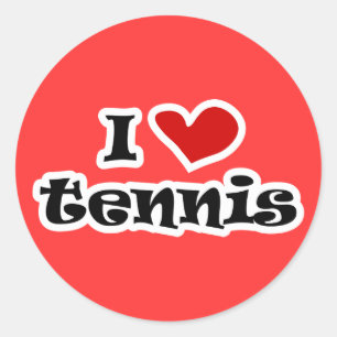 I love tennis gifts and t shirts with heart design classic round sticker