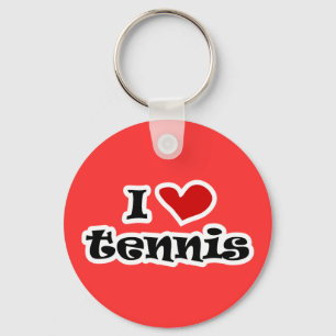 I love tennis gifts and t shirts with heart design key ring