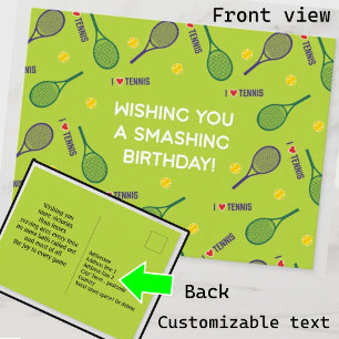 🎾 I💚 love tennis Happy Birthday PostCard