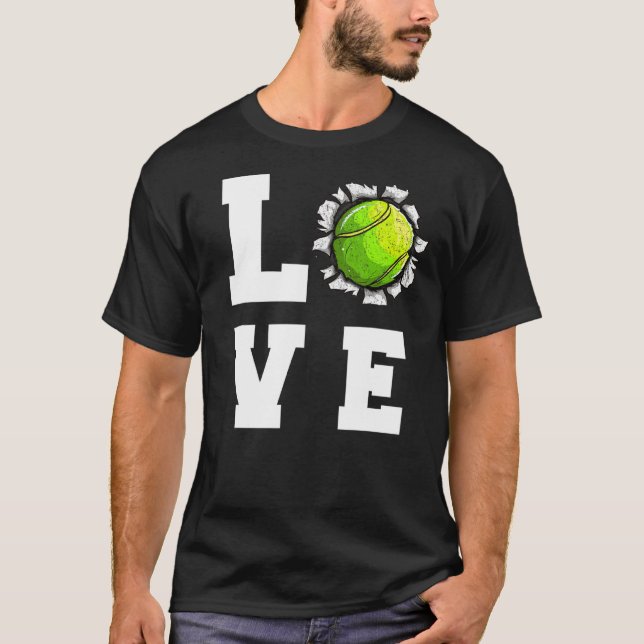 I Love Tennis Idea For Tennis Fans Players Coaches T-Shirt (Front)