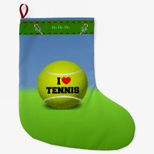 I Love Tennis Large Christmas Stocking
