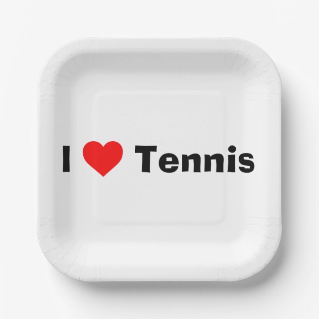 I love Tennis  Paper Plate (Front)
