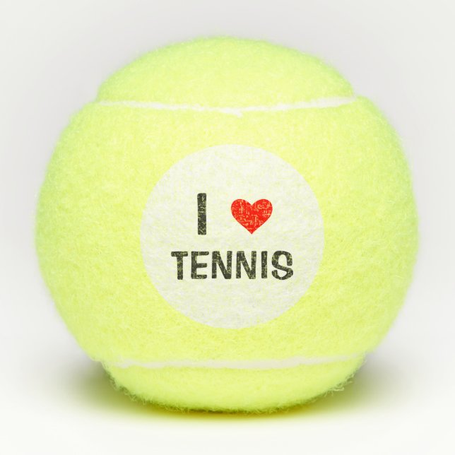 I Love Tennis Red Heart Sports Tennis Balls (Front)