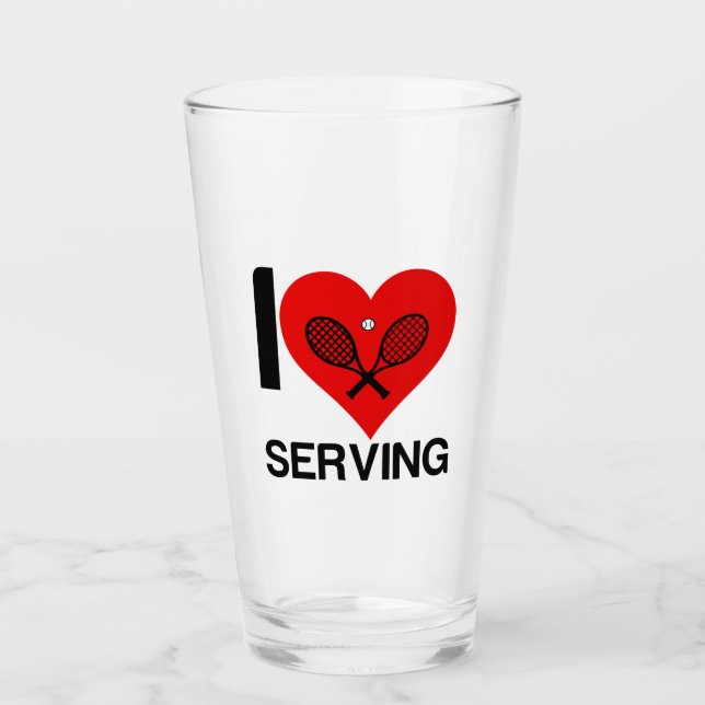I LOVE TENNIS SERVING GLASS (Front)