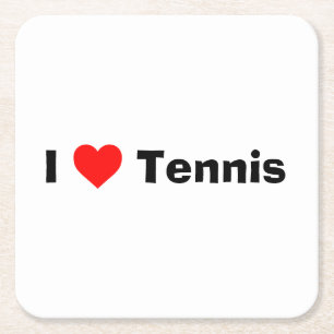 I love Tennis  Square Paper Coaster