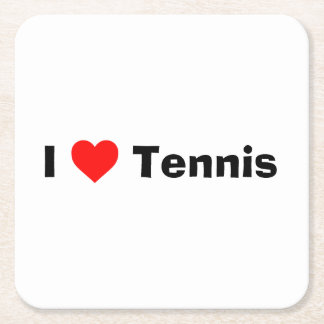 I love Tennis Square Paper Coaster