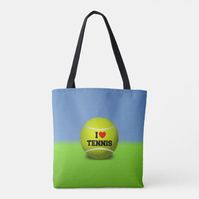 I Love Tennis - tennis ball - grass Tote Bag (Back)