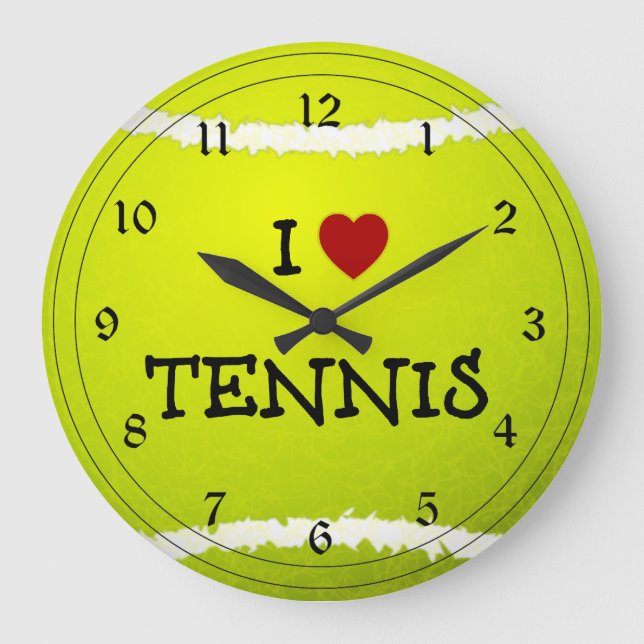 I Love Tennis - Tennis Ball Large Clock (Front)