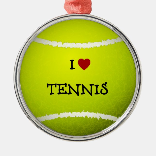 I Love Tennis - Tennis Ball Metal Tree Decoration (Front)
