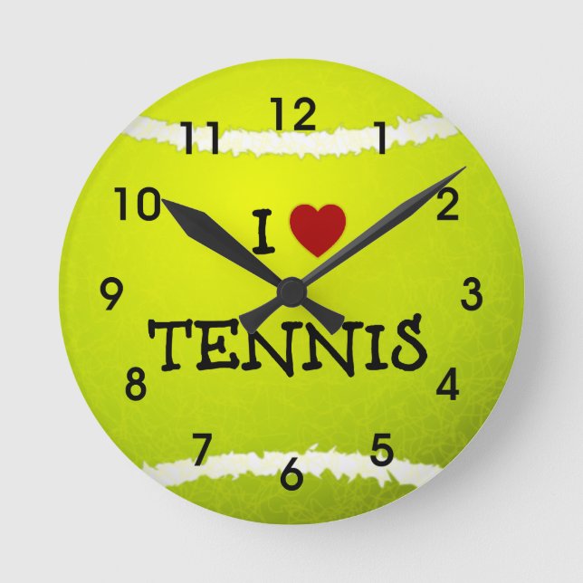 I Love Tennis - Tennis Ball Round Clock (Front)