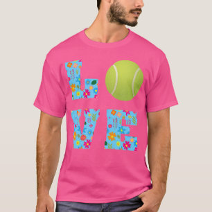 I Love Tennis Tennis Lovers Floral T-Shirt