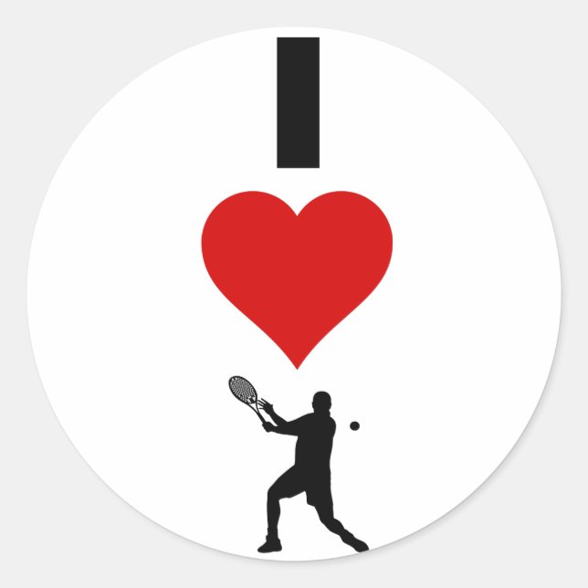 I Love Tennis Vertical (Male) Classic Round Sticker (Front)
