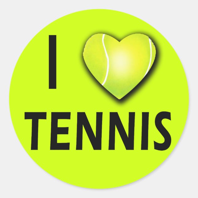 I Love Tennis with Tennis Ball Heart Classic Round Sticker (Front)