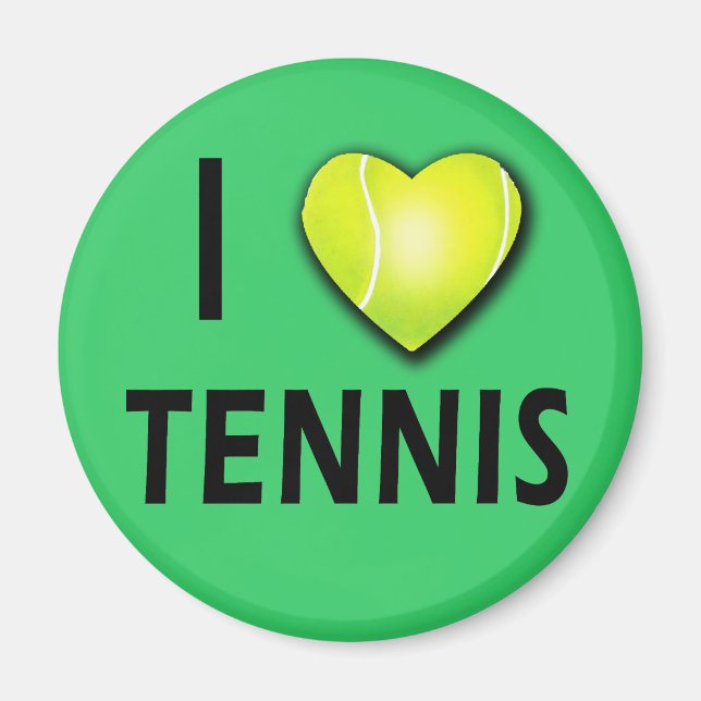 I Love Tennis with Tennis Ball Heart Magnet (Front)