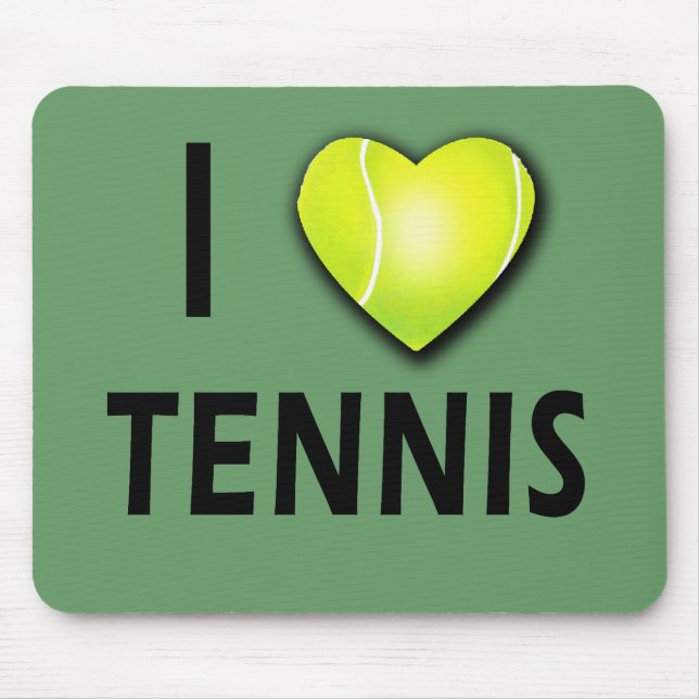 I Love Tennis with Tennis Ball Heart Mouse Mat (Front)
