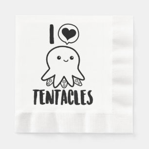 I Love Tentacles T-shirt Cute Octopus Tee Napkin